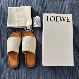 Loewe Anagram Leather and Jacquard Sandals